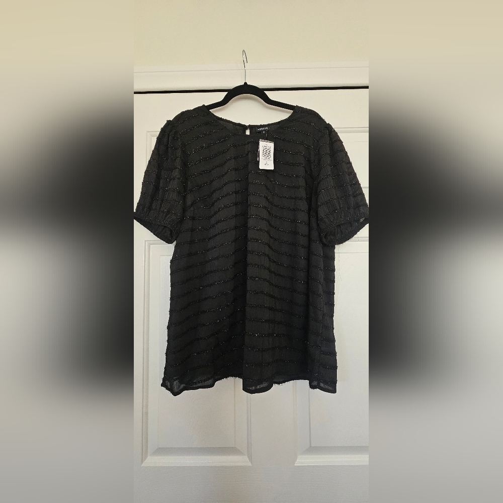Torrid Abbey Lurex Chiffon Puff Short Sleeve Top 2X NWT - Picture 5 of 6